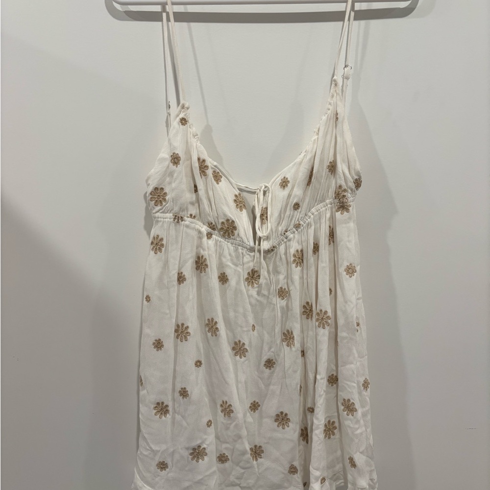 Floral White and Brown Women's Top
